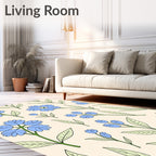 Light Blue Floral Nature Branches Rug