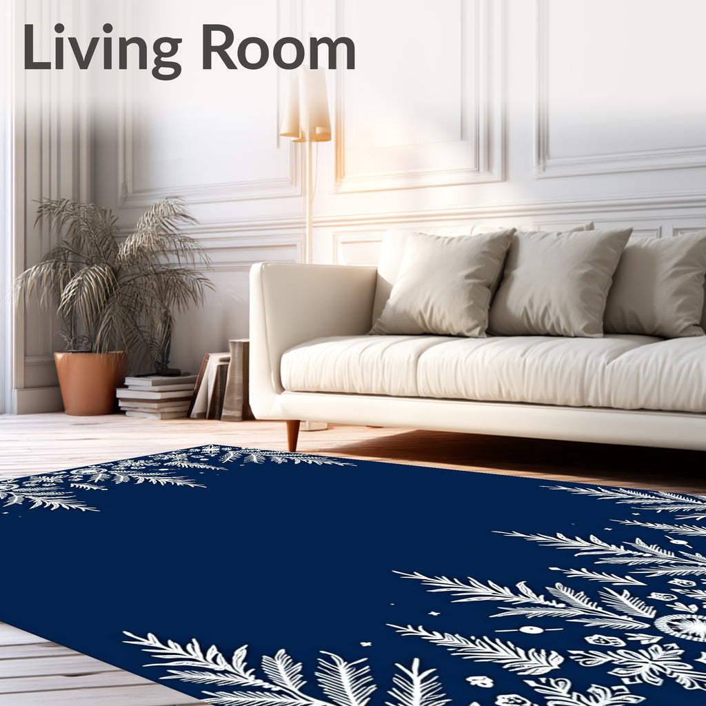 White Pine Needle Snowflake Border Rug