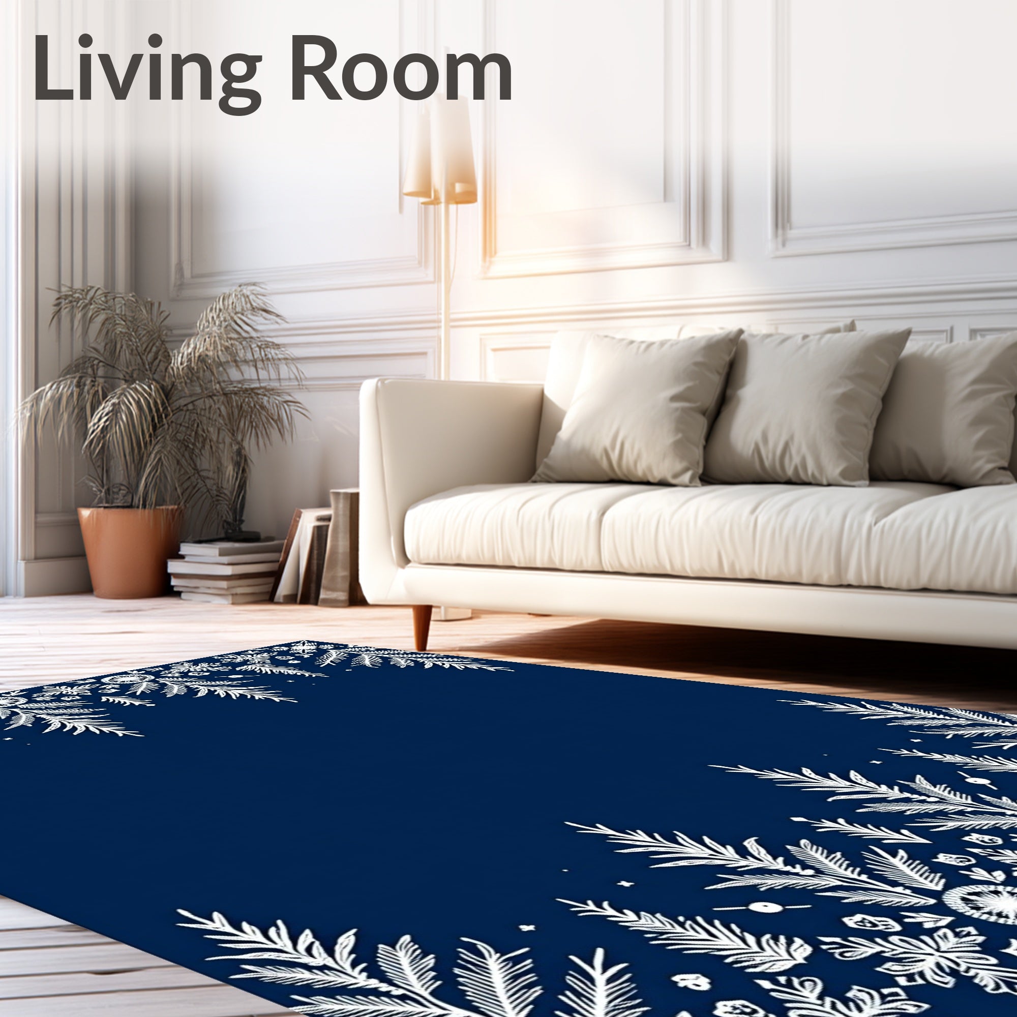 White Pine Needle Snowflake Border Rug