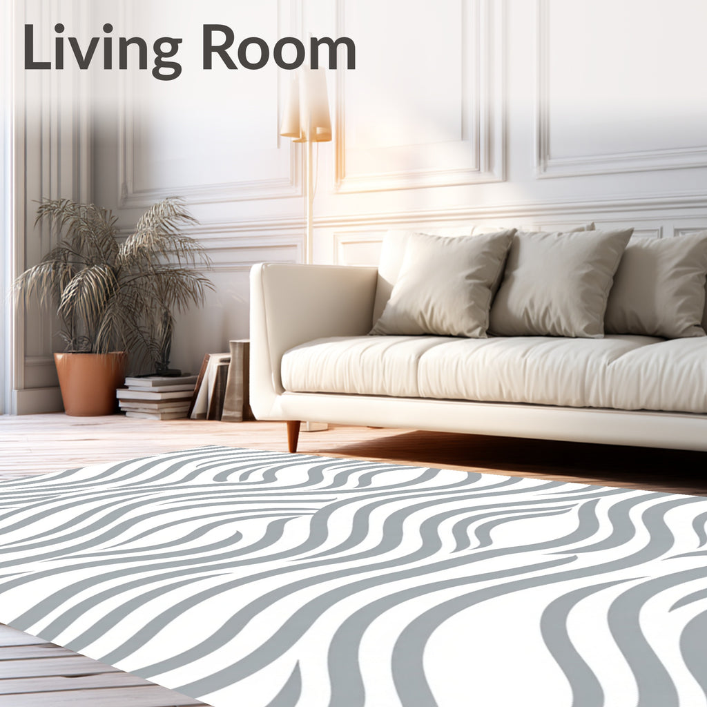 Cool Gray Wavy Stripe Rug