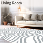Cool Gray Wavy Stripe Rug