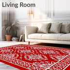Classic Red White Floral Medallion Rug