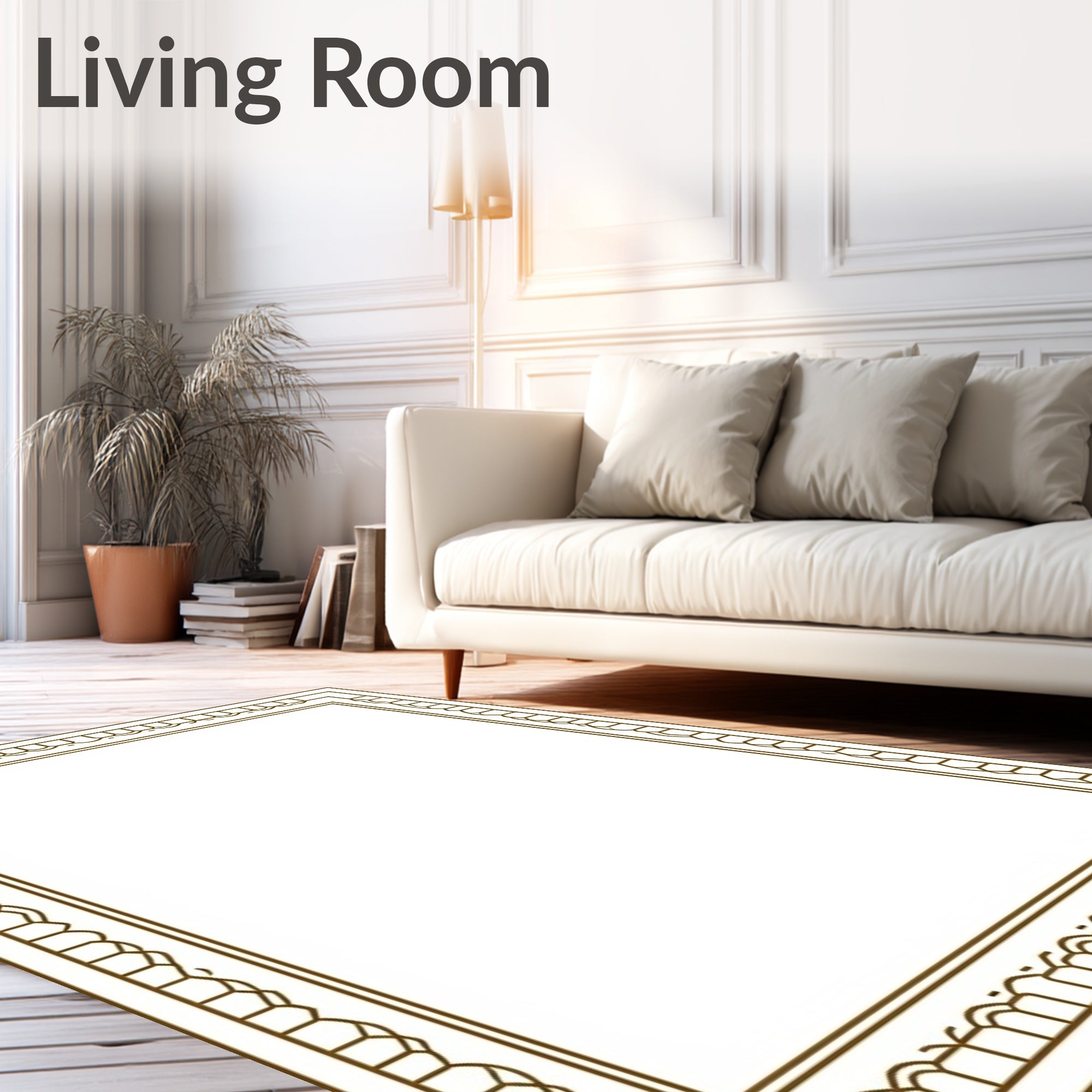 Brown Ornate Arch Border Rug
