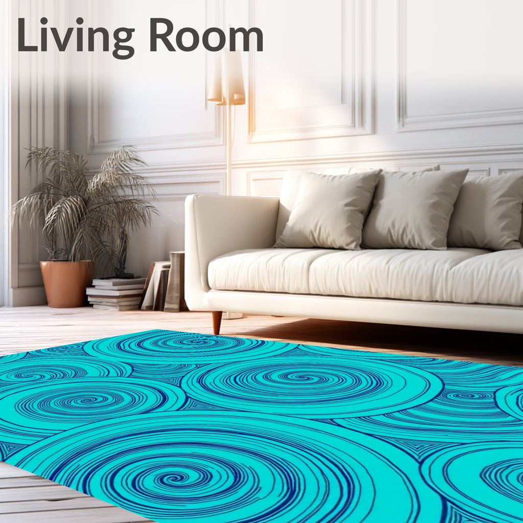 Deep Teal Swirling Vortex Accordion Rug