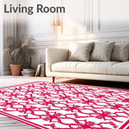 Red White Ornate Filigree Rug