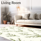 Green Fern Frond Botanical Art Rug