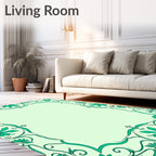 Aquamarine Floral Border Scroll Rug