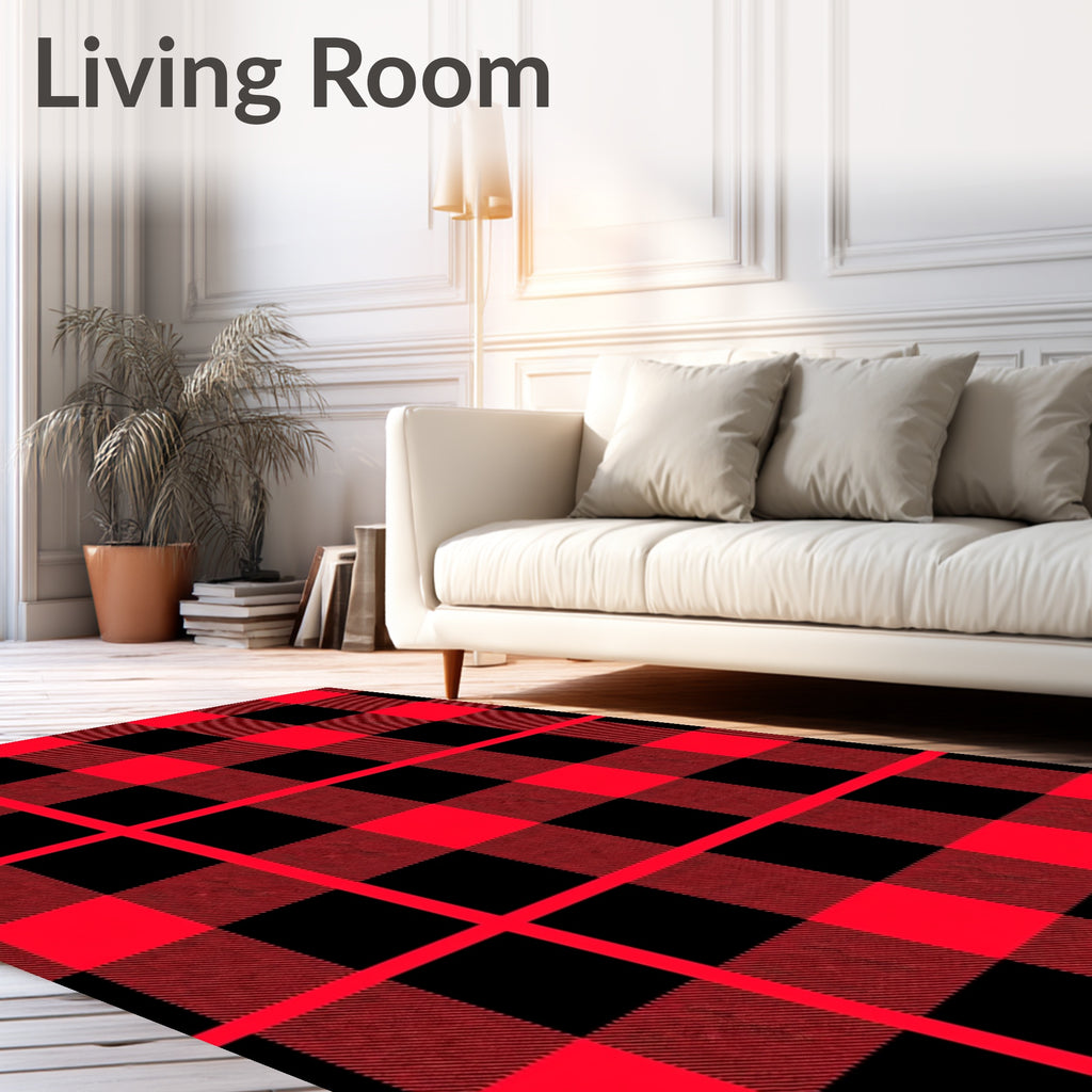 Lumberjack Red Black Squares Rug