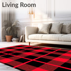 Lumberjack Red Black Squares Rug