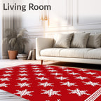 Red White Snowflake Festive Holiday Rug