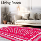Crimson Floral Geometric Medallion Rug
