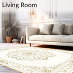 Golden Filigree Floral Medallion Border Rug
