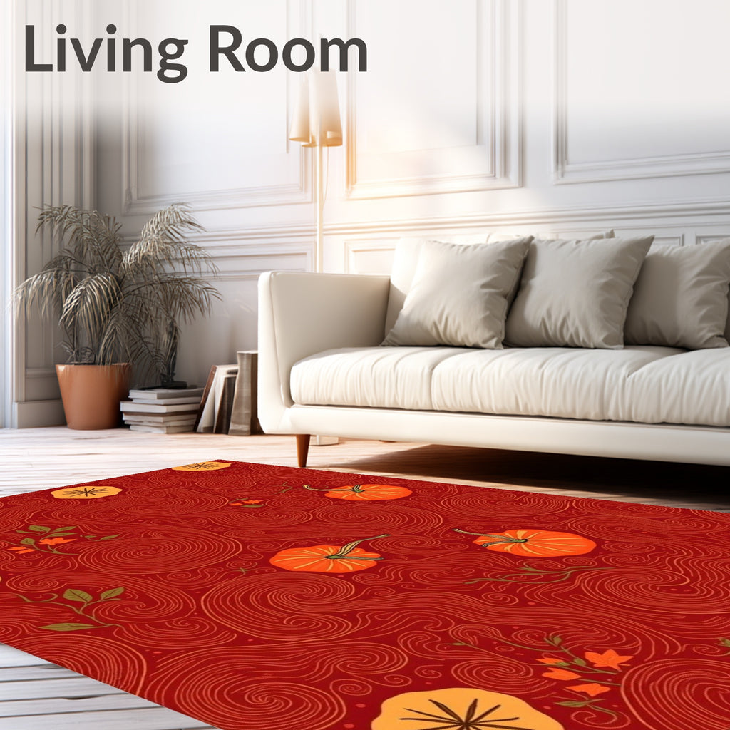 Autumn Swirl Pumpkin Collage Rug