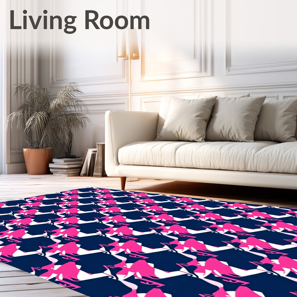 Pink and Navy Abstract Kicks Rug