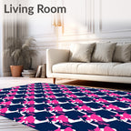 Pink and Navy Abstract Kicks Rug