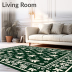 Forest Green Pine Tree Border Rug