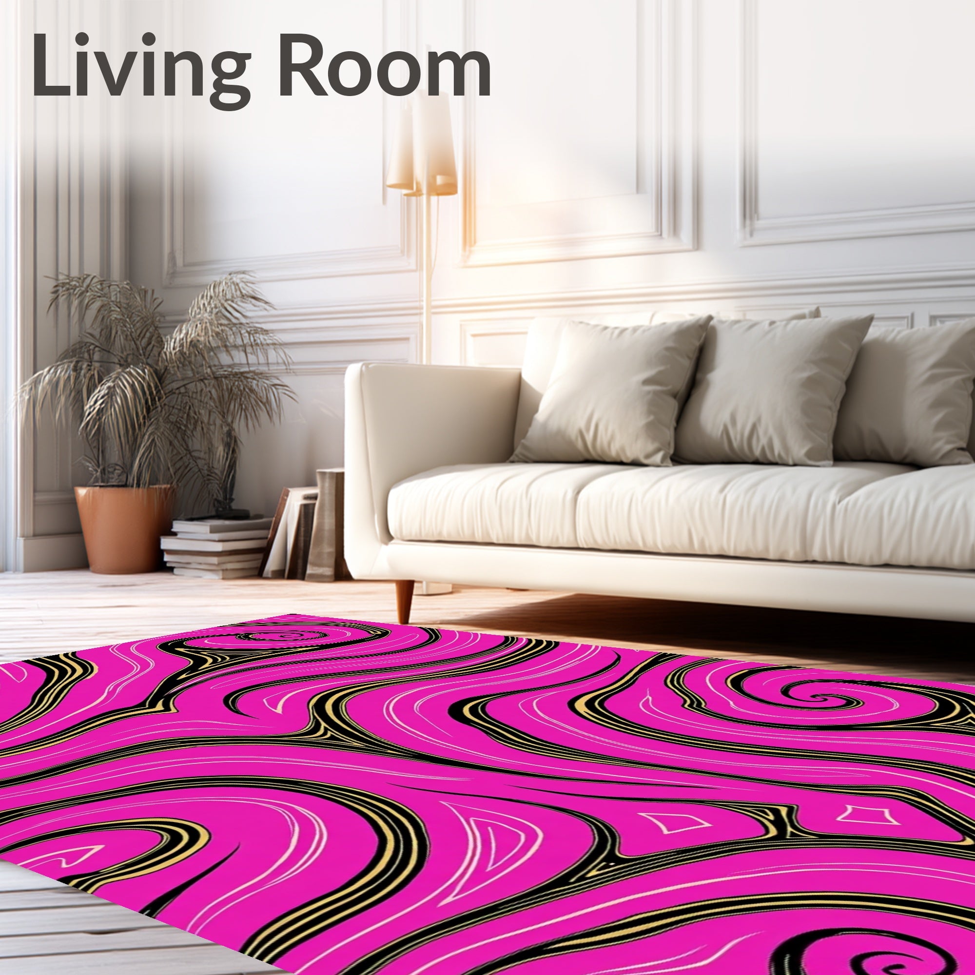 Bold Magenta Swirl Abstract Rug