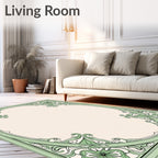 Soft Green Floral Art Nouveau Frame Rug