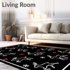 Classic White Reindeer Snowflakes Red Dots Rug
