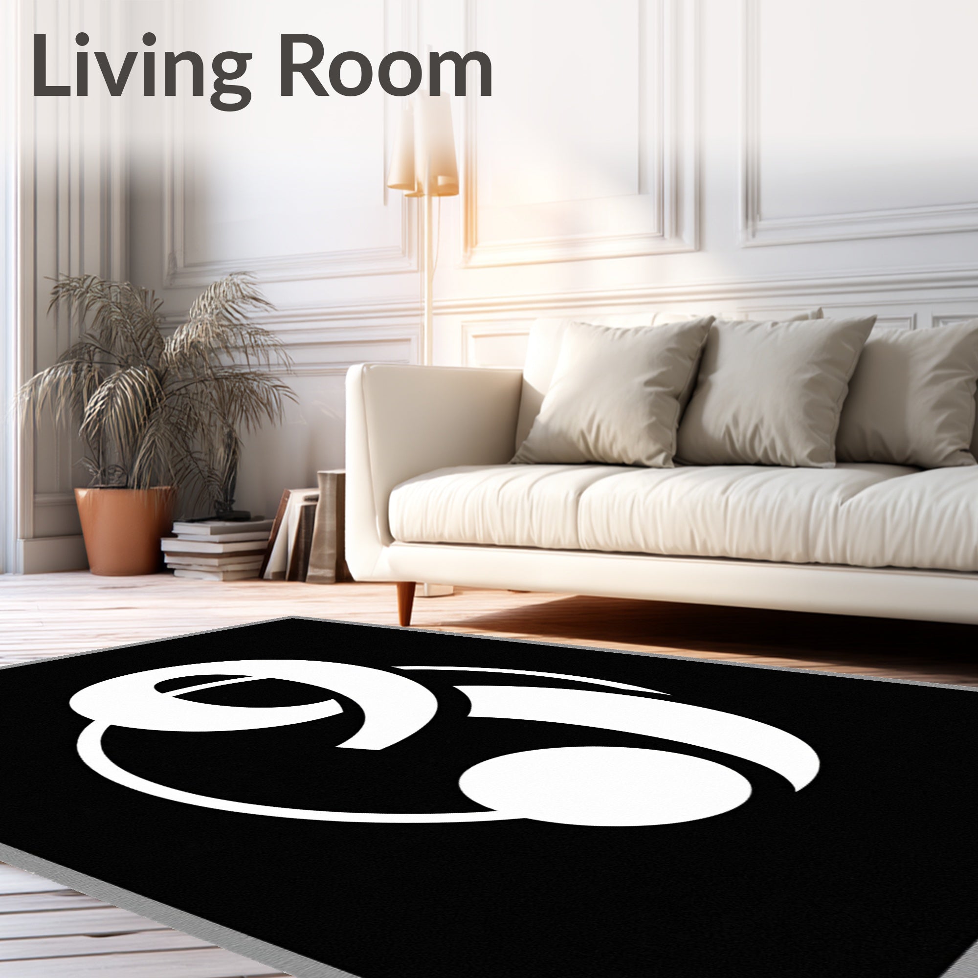 Bold White Contemporary Number Nine Rug