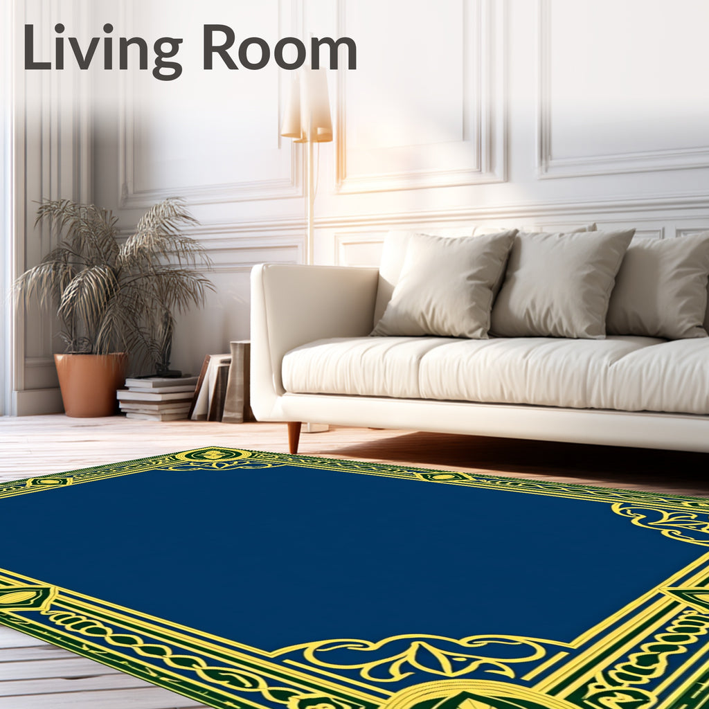 Regal Navy Gold Leaf Border Rug