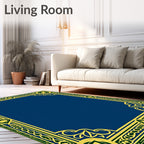 Regal Navy Gold Leaf Border Rug