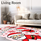 Cute Santa Helpers Snowflakes Pink Rug