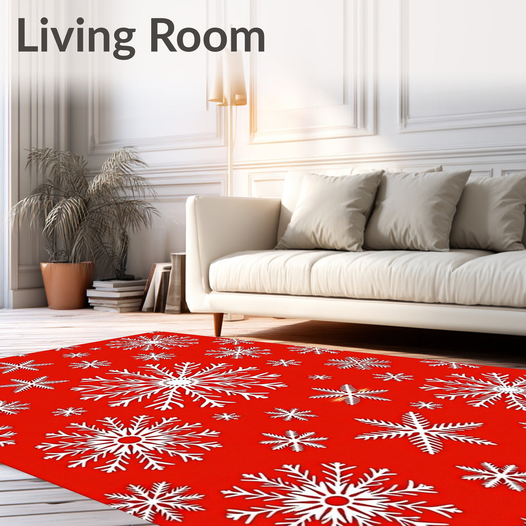 Red White Snowflake Variety Rug