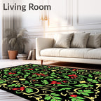 Vibrant Red Berry Holly Foliage Rug