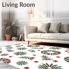 Festive Holly Wreath Red Green Folk Rug