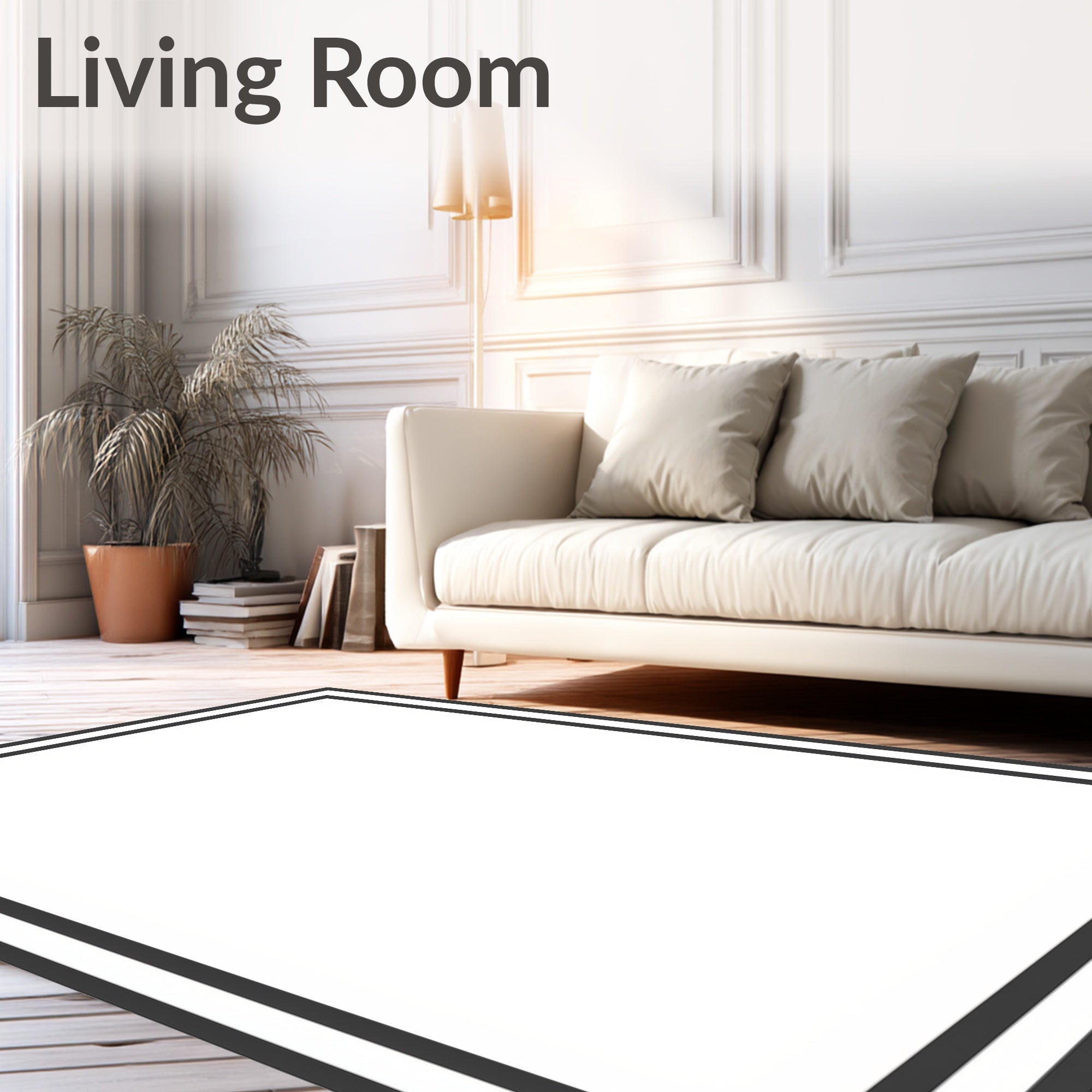 Simple Dark Gray Triple Border Square Rug