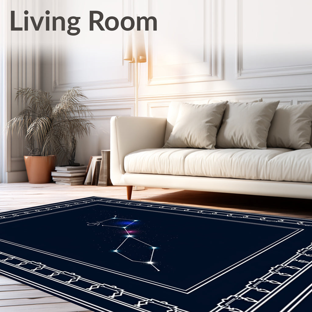Cosmic Deep Blue Celestial Constellation Rug