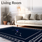 Cosmic Deep Blue Celestial Constellation Rug