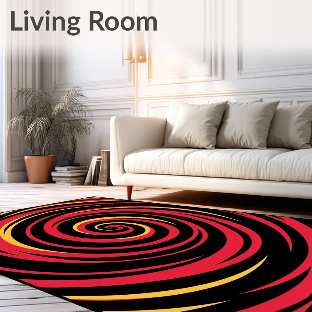 Crimson Gold Black Swirl Rug