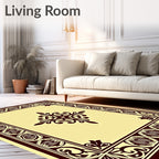 Deep Burgundy Floral Centerpiece Border Rug
