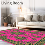 Vibrant Pink Emerald Floral Medallion Rug