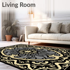 Intricate Gray Black Archway Floral Rug