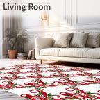 Red Crimson Abstract Floral Swirl Rug