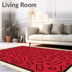 Crimson Abstract Figurine Scatter Rug