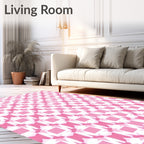 Soft Pink Geometric Square Harmony Rug