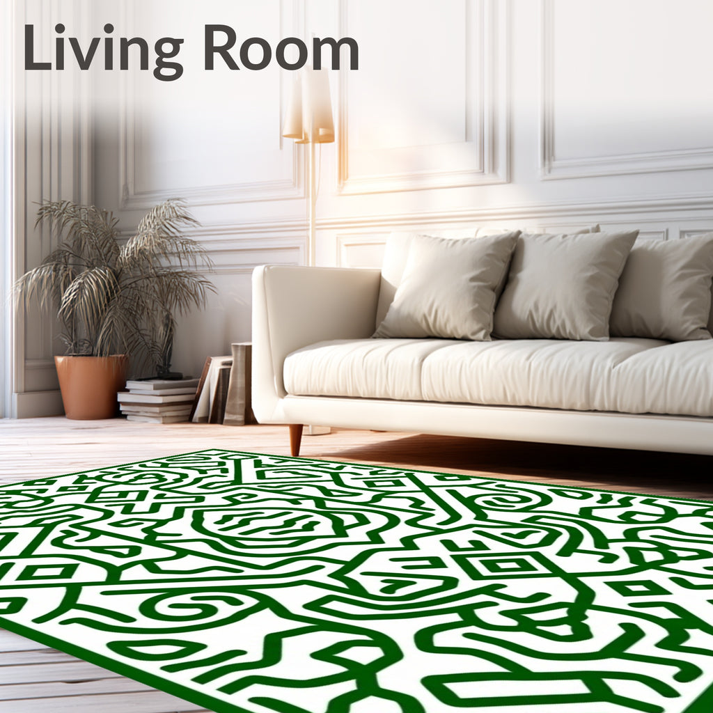 Verdant Organic Abstract Labyrinth Rug