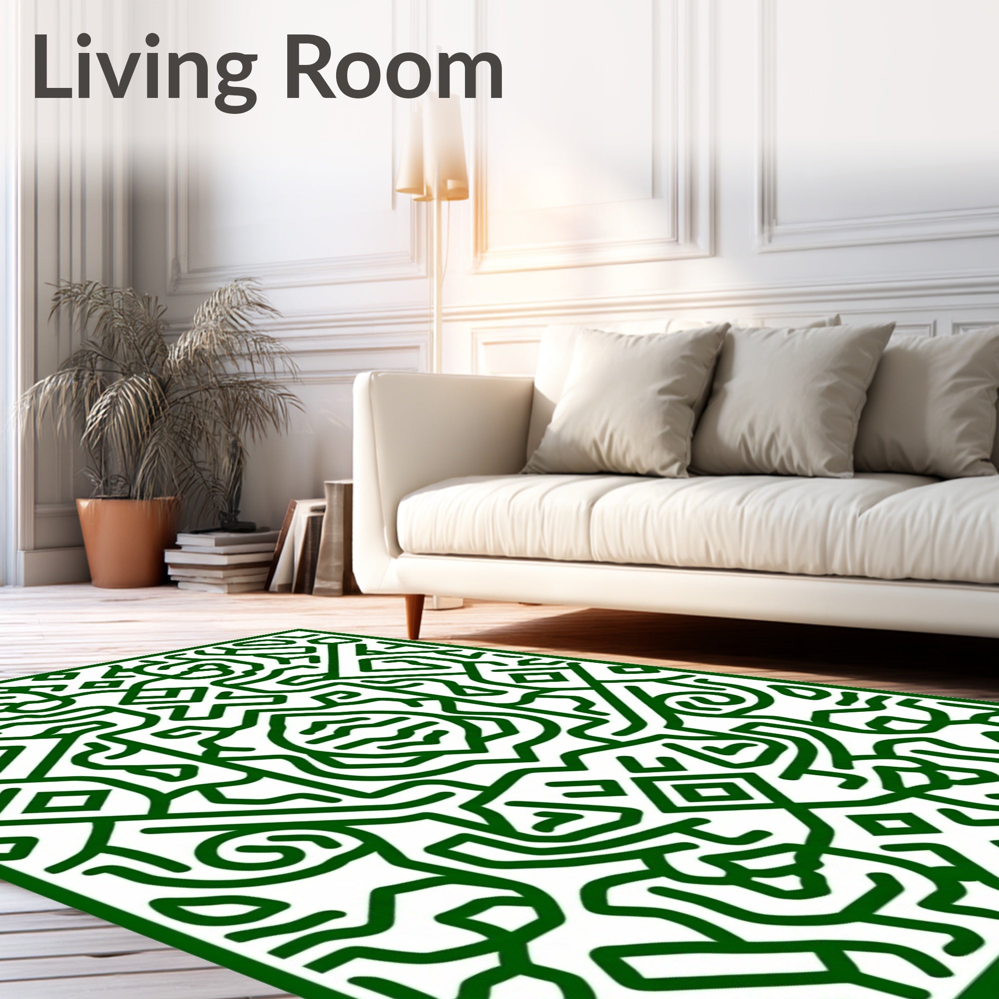Verdant Organic Abstract Labyrinth Rug