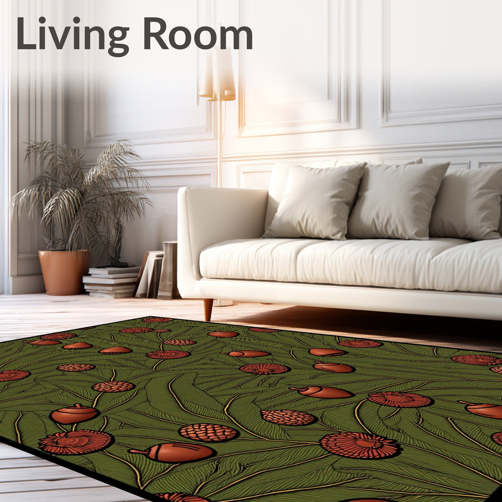 Autumn Acorn Spiky Botanical Branch Rug