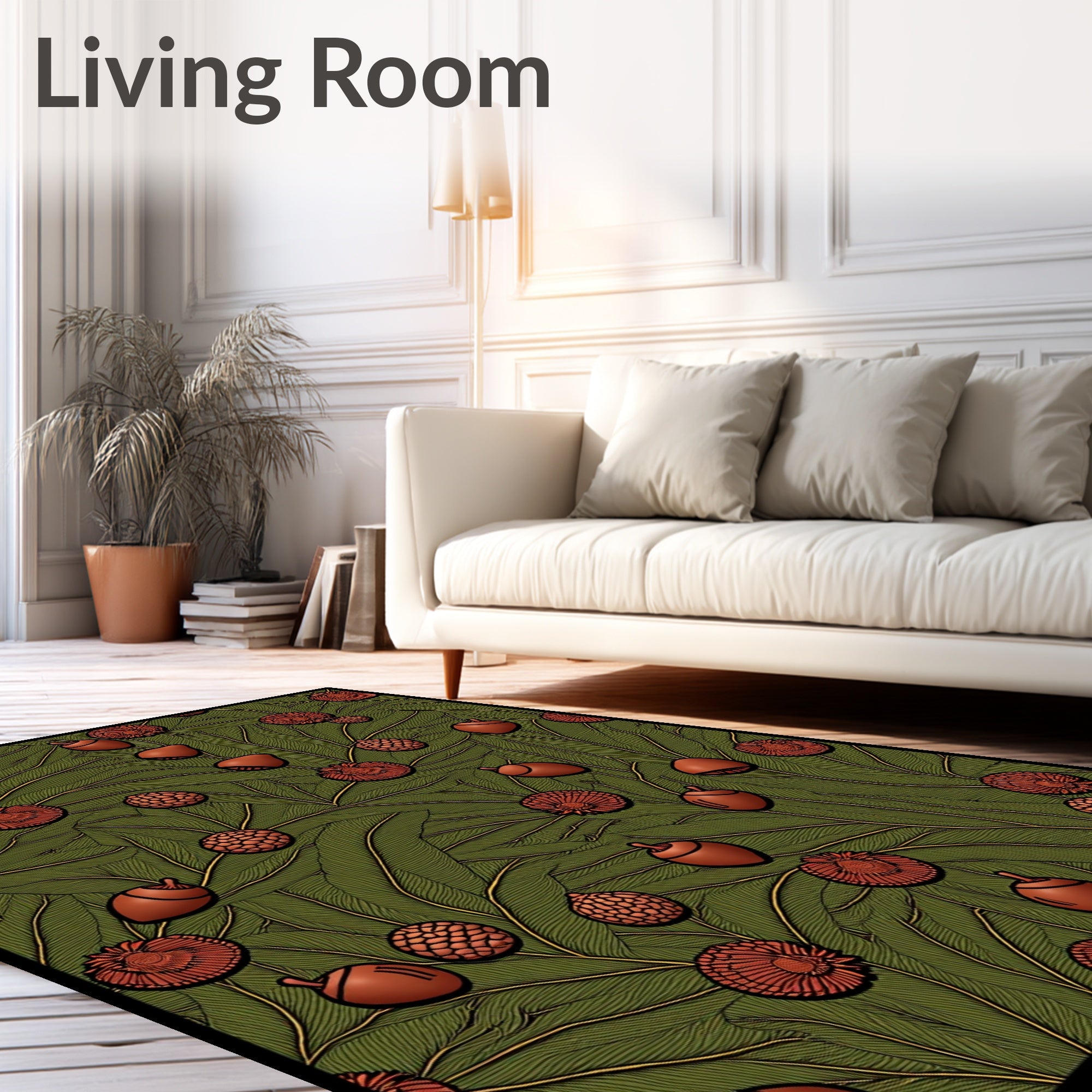 Autumn Acorn Spiky Botanical Branch Rug