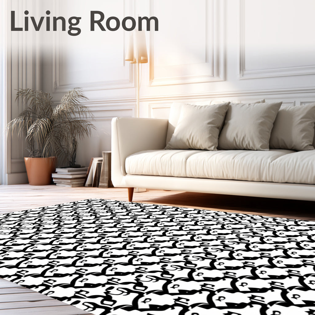 Black White Profile Repeat Rug