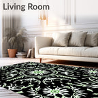 Black and White Floral Medallion Rug