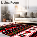 Red Green Sleigh Candy Cane Stripes Rug