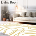 Golden White Swirling Lines Rug