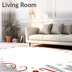 Crimson Red Festive Ornament Garland Rug