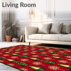 Golden Bells Red Christmas Textile Rug